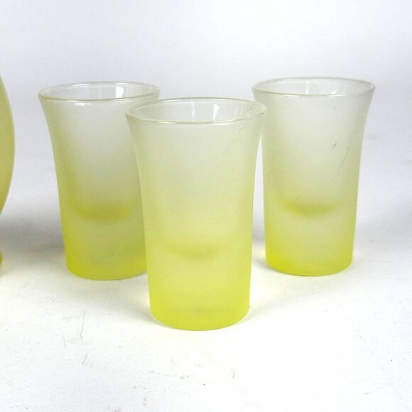 Vintage Limoncello Bottle Shot Glasses 3D Lemons Frosted Yellow 4 Piece Set EUC - Picture 6 of 12